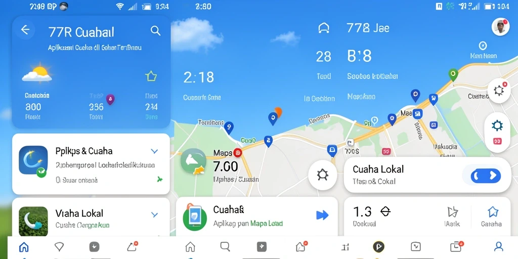 Antarmuka pengguna aplikasi Cuaca Lokal 77RP yang informatif dan interaktif.