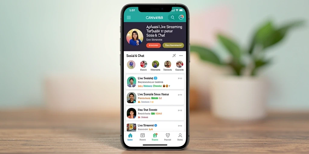 Antarmuka CANVA168 dengan fitur Live Streaming yang menarik dan interaktif.