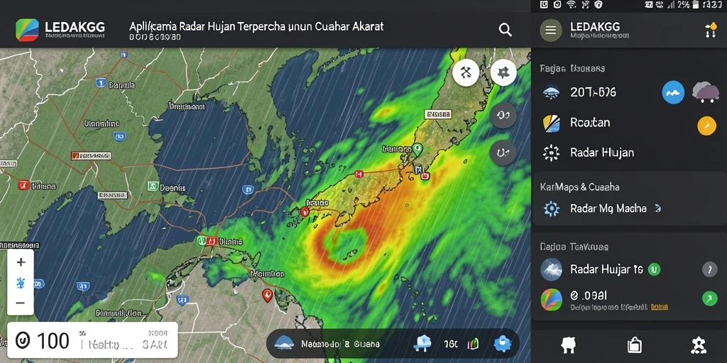 Antarmuka aplikasi LEDAKGG menunjukkan data radar hujan yang jelas dan informatif.