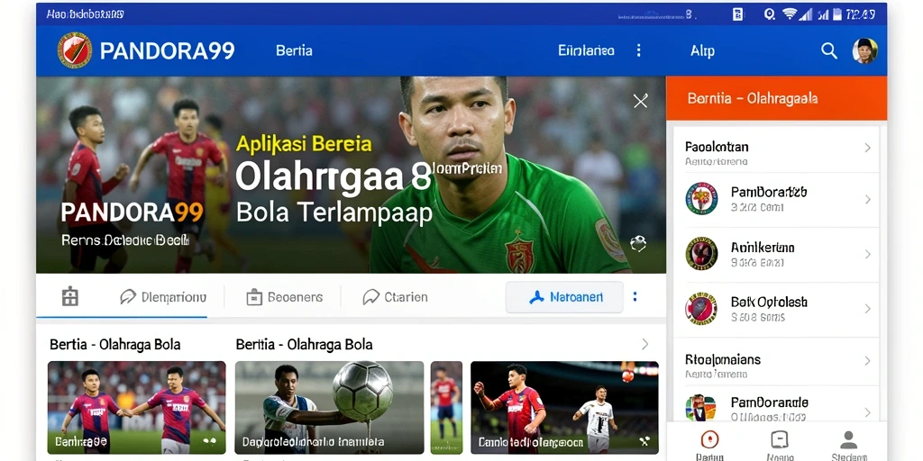 Antarmuka PANDORA99 dengan berita olahraga bola terkini.