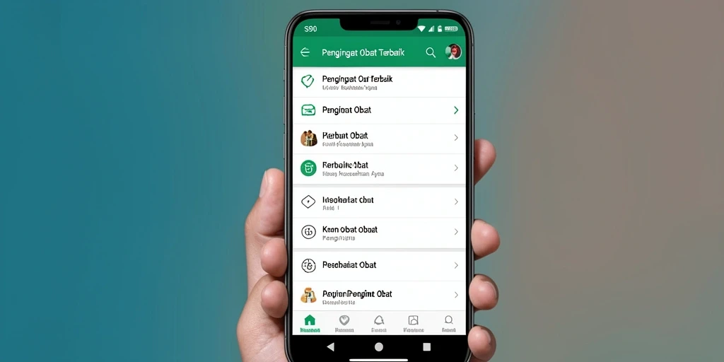 Tampilan antarmuka aplikasi S80 dengan fitur pengingat obat yang sederhana.