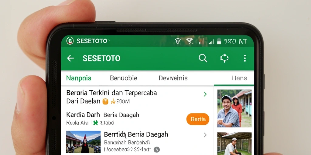 Tampilan antarmuka SESETOTO menampilkan berita daerah secara menarik.