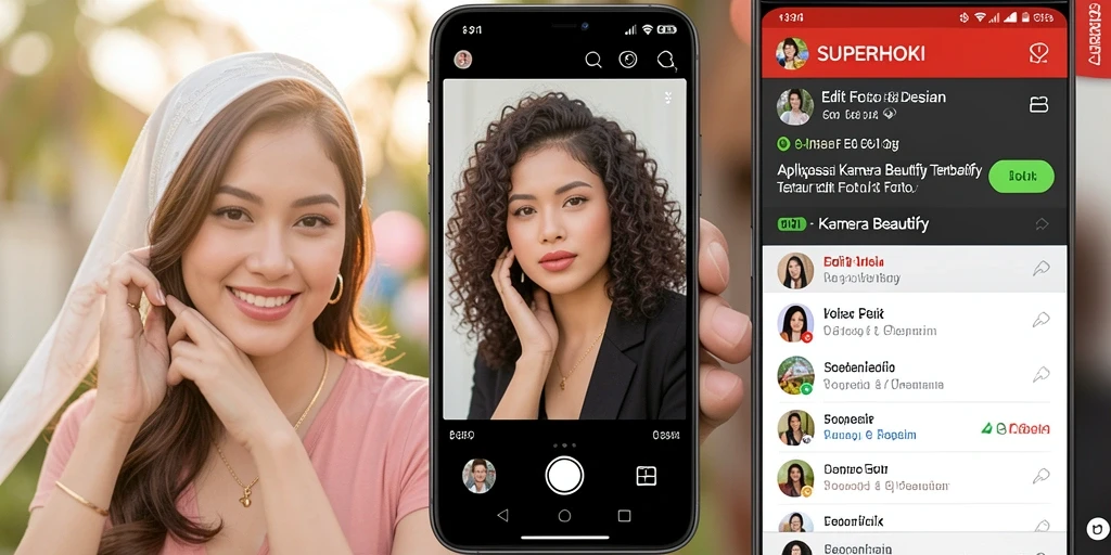 Tampilan antarmuka SUPERHOKI dengan berbagai fitur edit foto.