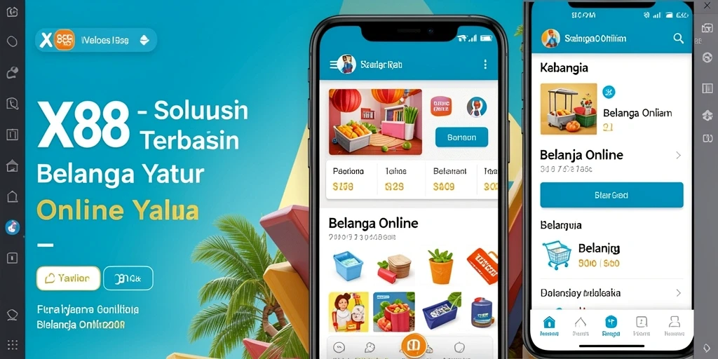 Tampilan antarmuka aplikasi X88 untuk Belanja Online yang menarik.